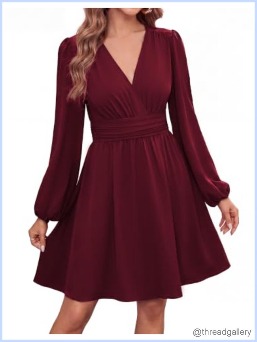 Long Sleeve Mini Dress V-Neck Empire Waist Cocktail Party